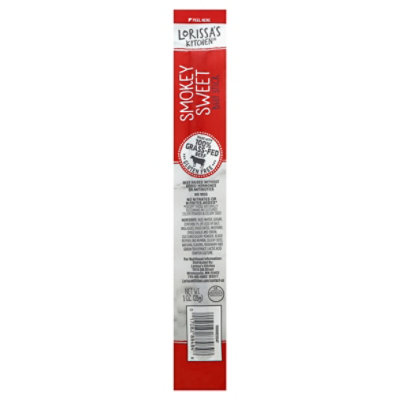 Lorissas Kitchen Snack Beef Stick Gluten Free Smokey Sweet Wrapper - 1 Oz
