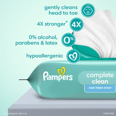 Pampers Baby Wipes Baby Clean Scented 1X Pop Top - 72 Count - Image 3