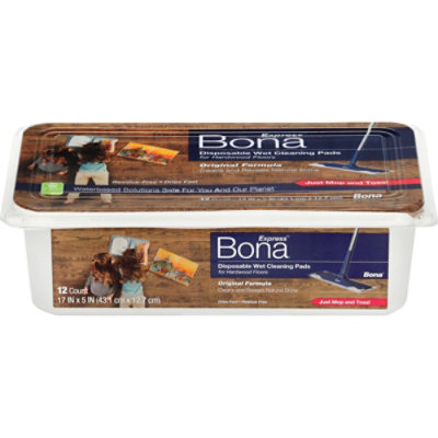 Bona Floor Cleaner Wet Pads For Hardwood Floors Disposable Tub - 12 Count - Image 3