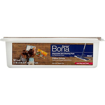 Bona Floor Cleaner Wet Pads For Hardwood Floors Disposable Tub - 12 Count - Image 2