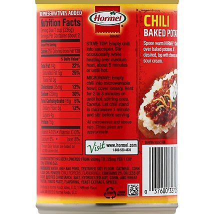 Hormel Chili No Beans Less Sodium Can - 15 Oz - Image 3