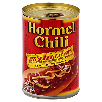 Hormel Chili No Beans Less Sodium Can - 15 Oz - Image 1