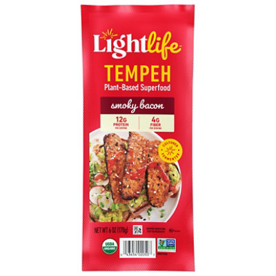 Lightlife Organic Tempeh Strips Smoky Fakin Bacon Vacuum Packed - 6 Oz