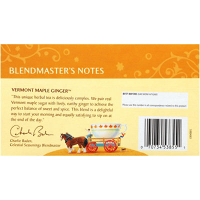 Celestial Seasonings Herbal Tea Vermont Maple Ginger Caffein Free Tea Bags Box - 20 Count - Image 3