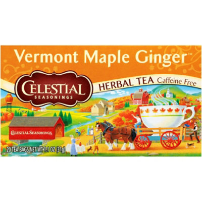 Celestial Seasonings Herbal Tea Vermont Maple Ginger Caffein Free Tea Bags Box - 20 Count - Image 1