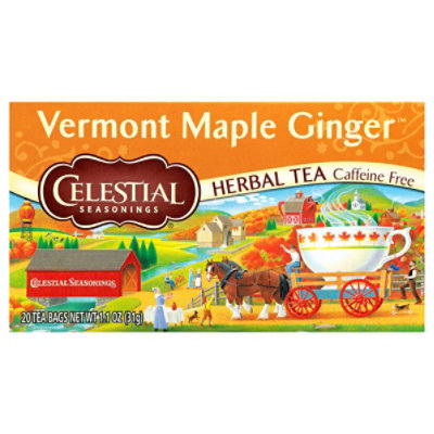 Celestial Seasonings Herbal Tea Vermont Maple Ginger Caffein Free Tea Bags Box - 20 Count