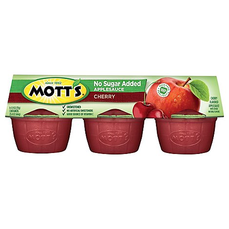 Motts Applesauce Unsweetened Cherry Cups - 6-3.9 Oz