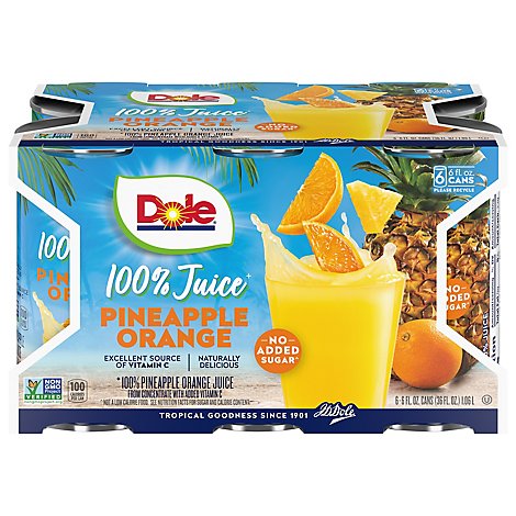 Dole Juice Pineapple Orange Multipack Can - 6-6 Fl. Oz.