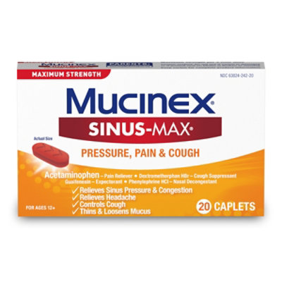 Mucinex Sinus-Max Medicine For Pressure Pain & Cough Maximum Strength Caplets - 20 Count - Image 3