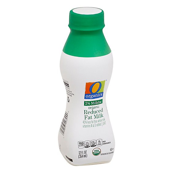 O Organics Organic Milk Reduced Fat 2% Ultra Pasteurized - 12 Fl. Oz.