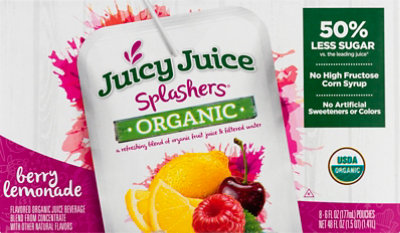 Juicy Juice Splashers Organic Juice 50% Less Sugar Berry Lemonade Box - 8-6 Fl. Oz.