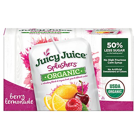 Juicy Juice Splashers Organic Juice 50% Less Sugar Berry Lemonade Box - 8-6 Fl. Oz.