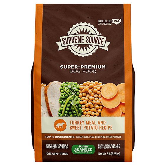Supreme Source Dog Food Grain Free Turkey Meal And Sweet Potato Bag - 5 Lb