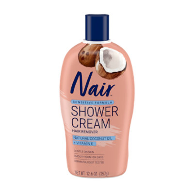 Nair Hair Remover Shower Power Sensitive Formula Coconut Oil Bottle - 12.6 Oz