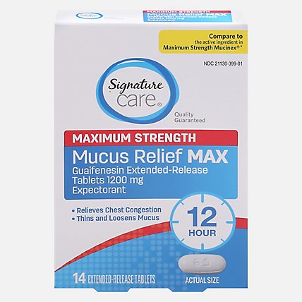 Signature Care Mucus Relief Max 1200mg Maximum Strength Extended Release Tablet - 14 Count - Image 3