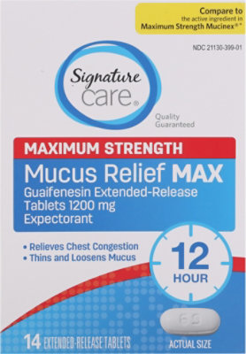 Signature Select/Care Mucus Relief Max 1200mg Maximum Strength Extended Release Tablet - 14 Count - Image 2