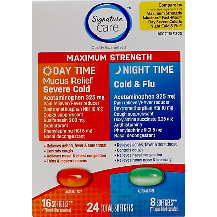 Signature Care Mucus Relief Daytime & Nighttime Pack Softgel - 24 Count - Image 2
