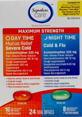 Signature Care Mucus Relief Daytime & Nighttime Pack Softgel - 24 Count - Image 2