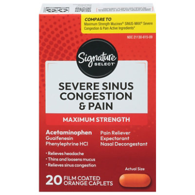 Signature Select/Care Severe Sinus Congestion & Pain Relief Maximum Strength Caplet - 20 Count - Image 3