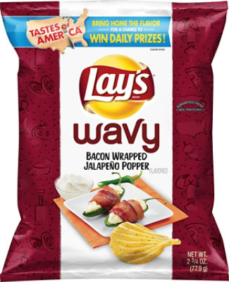 Lays Potato Chips Wavy Bacon Wrapped Jalapeno Popper Bag - 2.75 Oz - Image 2
