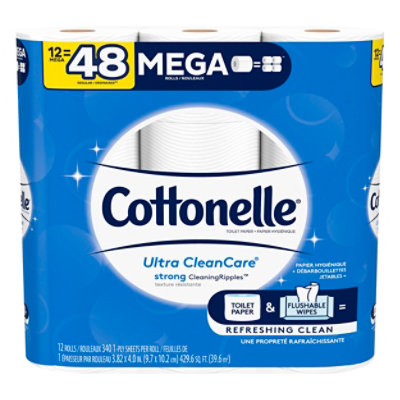 Cottonelle Ultra CleanCare Bathroom Tissue Mega Roll 1 Ply - 12 Roll