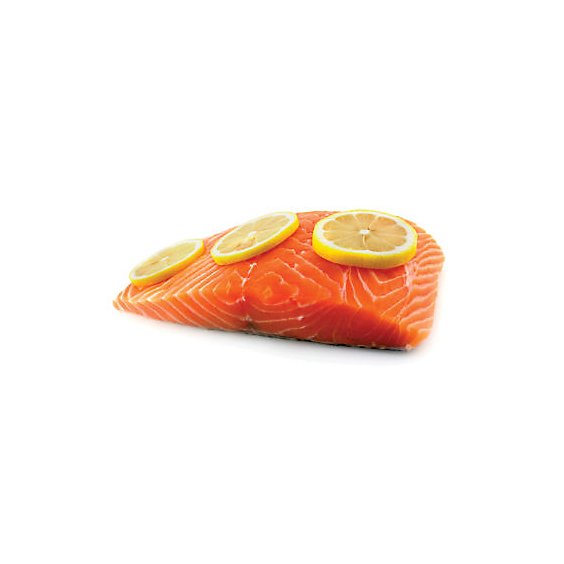 Seafood Counter Fish Salmon Sockeye Portion Skin On Frozen 5 Ounces Service Case