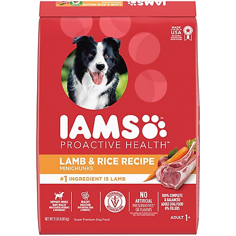 Iams Minichunks Adult Dry Dog Food Lamb & Rice Recipe Dog Kibble - 15 Lb