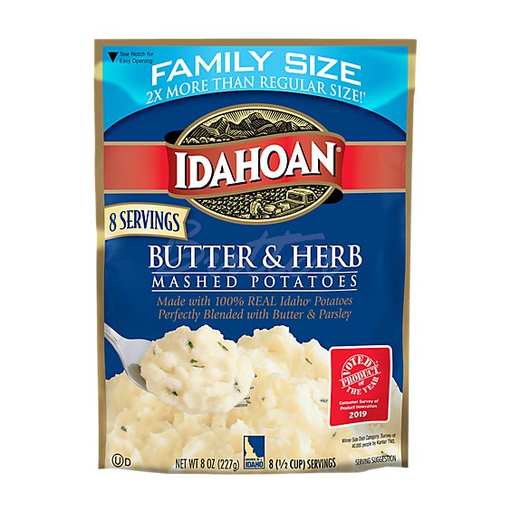Idahoan Butter & Herb Mashed Potatoes Family Size Pouch - 8 Oz