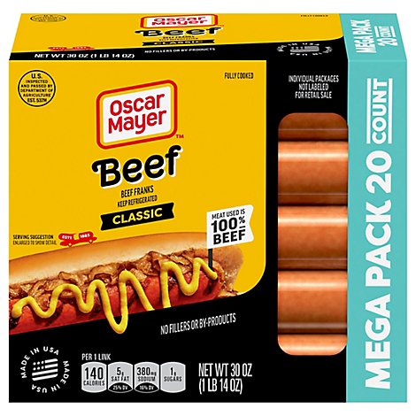 How many calories in a oscar mayer beef hot dog Oscar Mayer Hot Dogs Beef Frank 30 Oz Tom Thumb