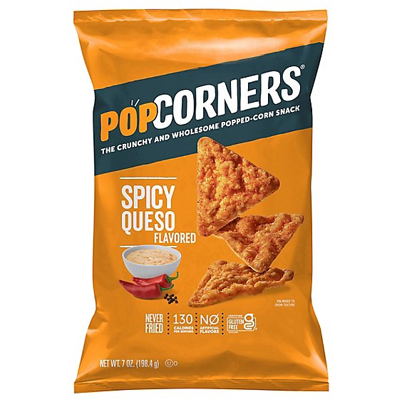 PopCorners Popped Corn Chips Crispy & Crunchy Spicy Queso Bag - 7 Oz