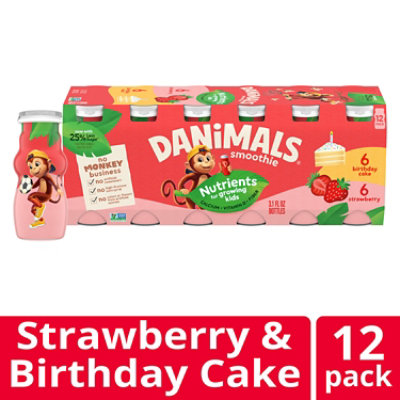 Danimals Strawberry & Birthday Cake Kids Low Fat Yogurt Smoothies - 12-3.1 Fl. Oz.