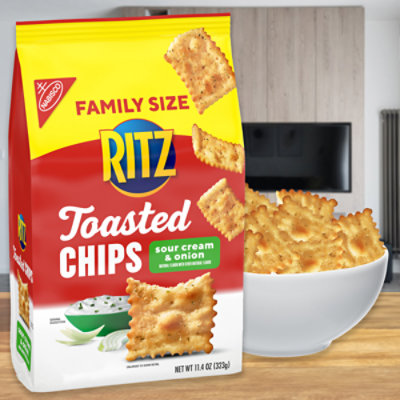 RITZ Toasted Chips Sour Cream and Onion Crackers Family Size - 11.4 Oz - Image 5