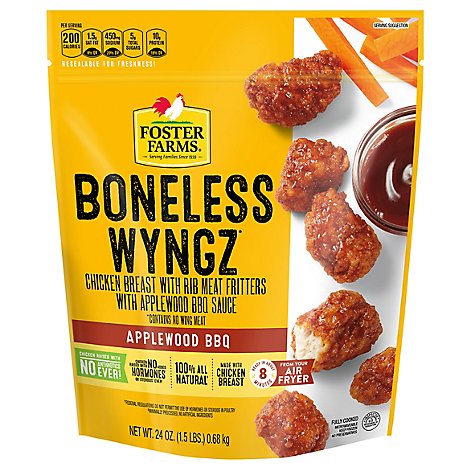 Foster Farms Chicken Wings Boneless BBQ Fully Cooked No Antibiotics Ever - 24 Oz