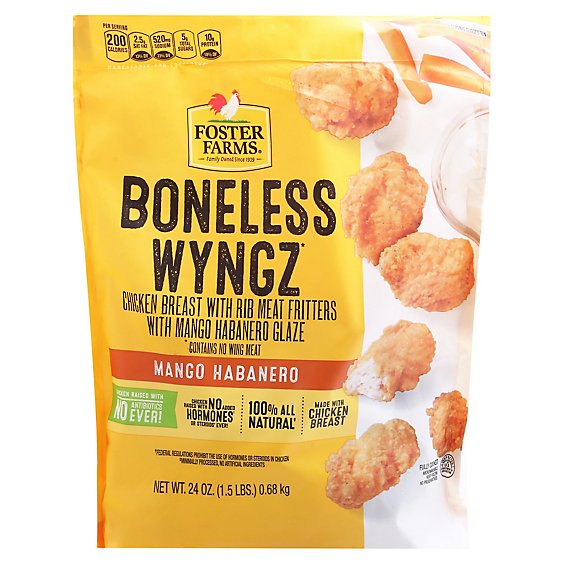 Foster Farms Fully Cooked Nae All Natural Mango Habanero Bnls Chicken Wyngz - 24 Oz