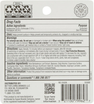 Signature Select/Care Lip Balm Moisturizer Skin Protectant With Suncreen SPF 15 - 2-0.15 Oz - Image 4