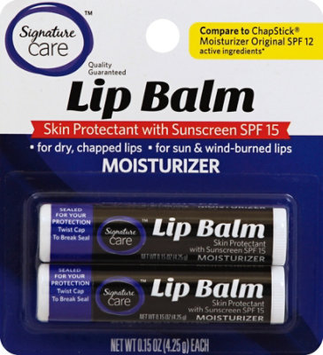 Signature Select/Care Lip Balm Moisturizer Skin Protectant With Suncreen SPF 15 - 2-0.15 Oz - Image 2