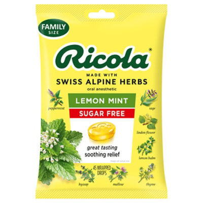 Ricola Throat Drops Herb Lemon Mint Sugar Free - 45 Count