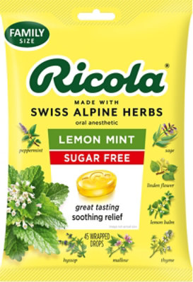 Ricola Throat Drops Herb Lemon Mint Sugar Free - 45 Count
