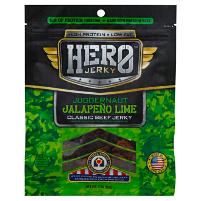 Hero Jerky Beef Jerky Juggernaut Jalapeno Lime Bag - 3 Oz - Image 1