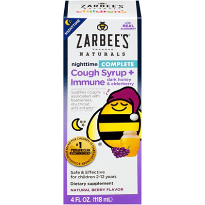  Zarbees Naturals Childrens Cough Syrup Plus Immune Complete Nighttime - 4 Fl. Oz. 