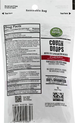 Open Nature Cough Drops Cough Suppresant Oral Anesthetic Menthol Cherry - 30 Count - Image 5
