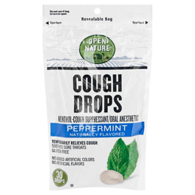 Open Nature Cough Drops Cough Suppresant Oral Anesthetic Menthol Peppermint - 30 Count - Image 3