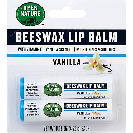 Open Nature Lip Balm Beeswax Vanilla With Vitamin E - 2-0.15 Oz - Image 2