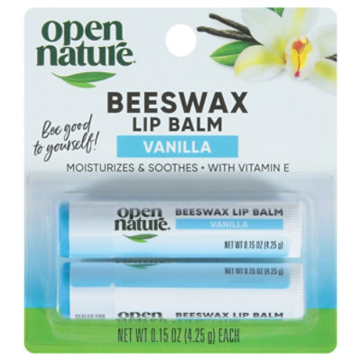 Open Nature Lip Balm Beeswax Vanilla With Vitamin E - 2-0.15 Oz - Image 1