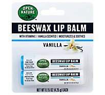 Open Nature Lip Balm Beeswax Vanilla With Vitamin E - 2-0.15 Oz