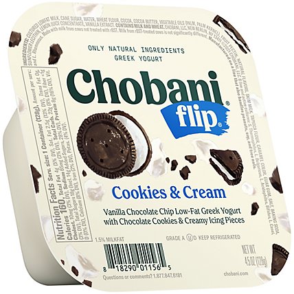 Chobani Flip Low-Fat Greek Yogurt Cookies & Cream - 4.5 Oz - Image 2