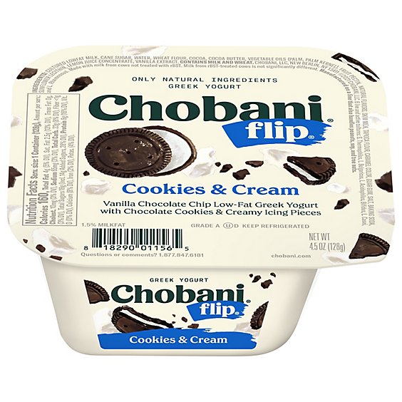 Chobani Flip Low-Fat Greek Yogurt Cookies & Cream - 4.5 Oz