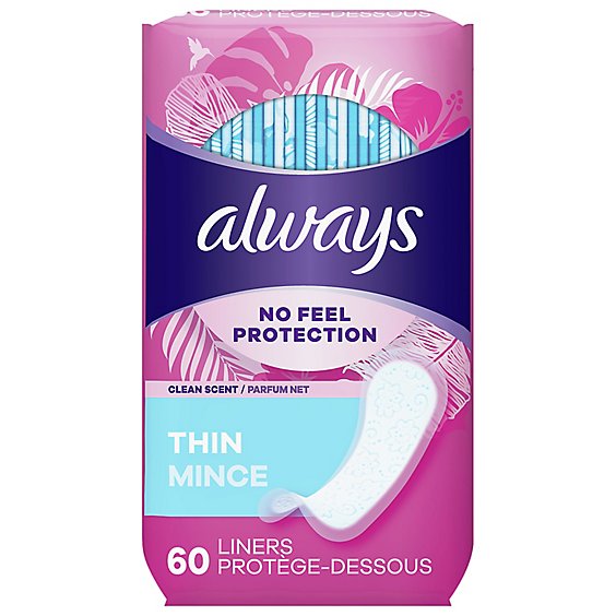 Always Daily Liners Thin Regular Clean Scent - 60 Count