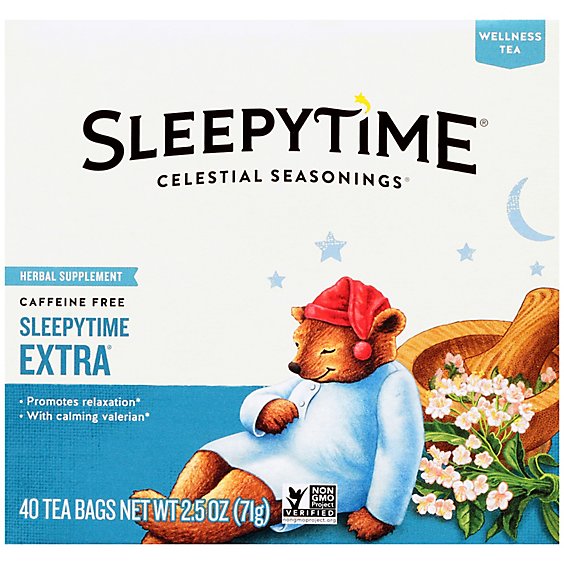 Celestial Seasonings Sleepytime Herbal Tea Extra Caffeine Free Tea Bags Box - 40 Count