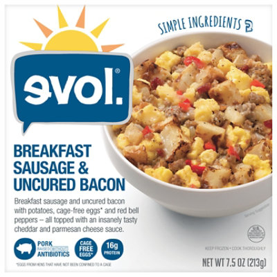 Evol Bowl Breakfast Sausage & Uncured Bacon - 7.5 Oz